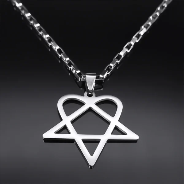 Hip Hop Rock Music Him Heartagram Star Heart Necklace for Women Men Stainless Steel Y2k Black Metal Band Goth Punk Chain Jewelry - Image 4