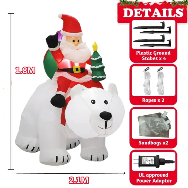 Christmas Inflatables 8FT 245cm Glowing Santa Claus with LED Outdoor Home Cafe Decoration Party Garden Xmas Decor - Image 3