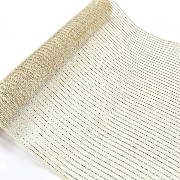 gauze 50CM Champagne Christmas tree decoration Gold silver ribbon Christmas decorations pendant wire mesh - Image 2