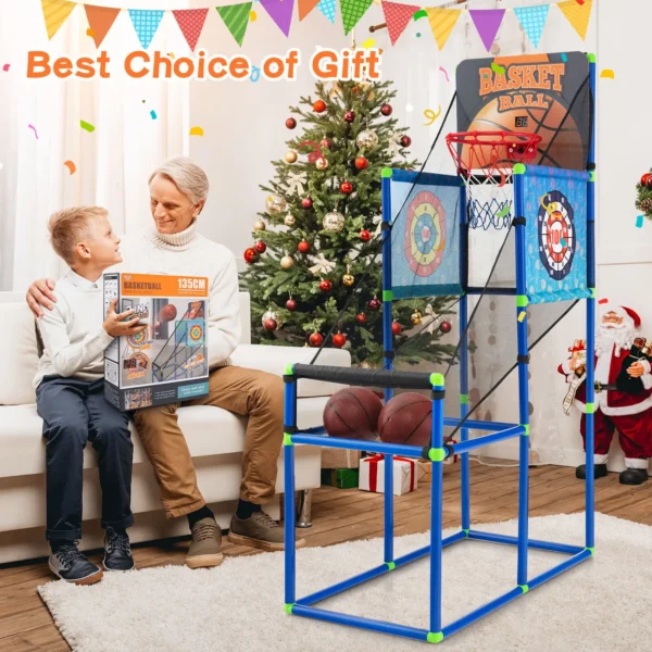 Kids Basketball Arcade Game 2-in-1 Indoor Outdoor Basketball & Sticky Balls Game - Image 5