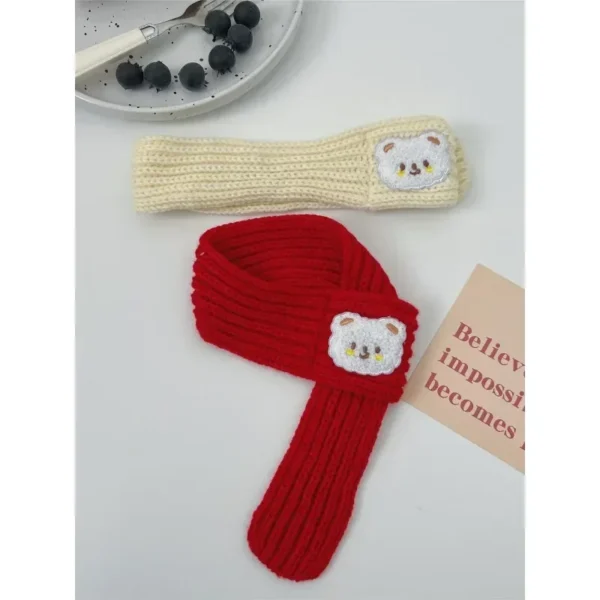 Pet Christmas Scarf Cat Dog New Year Red Bear Warm Scarf Pet Winter Knitted Scarf Cat Collar Puppy Accessories Bow Ties for Dogs - Image 5