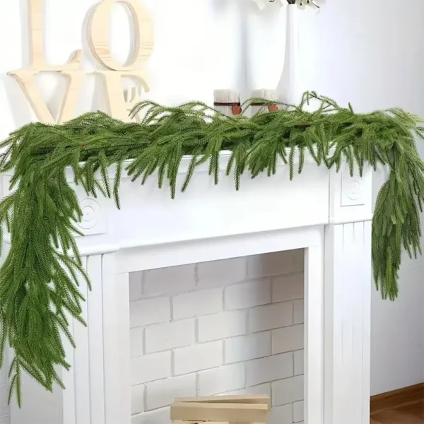 Faux Cedar Garland Soft Bendable Christmas Greenery Garland Real Touch Garland Christmas Decorations for Mantle Stairs Fireplace