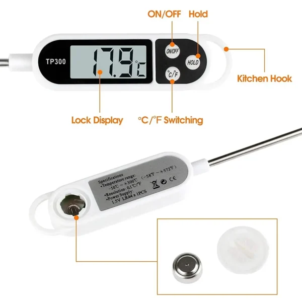 Digital Kitchen Thermometer Digital Temperature MeasuringTool for Meat Electronic Food Thermometer LCD Display Food Thermometer - Image 3
