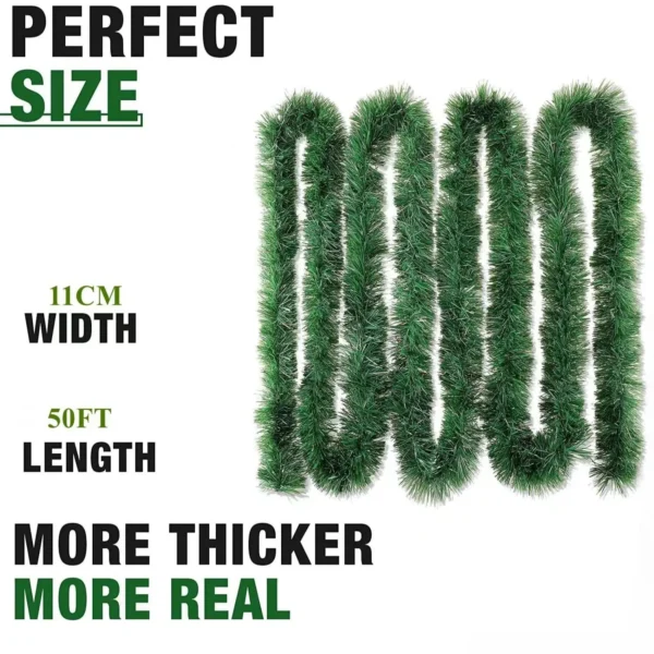 49.2Ft Christmas Green and White Tinsel Garland Xmas Tree Decorations Christmas Metallic Twist Garland Ceiling Hanging - Image 5
