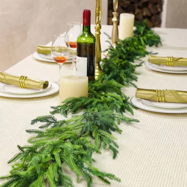 Faux Cedar Garland Soft Bendable Christmas Greenery Garland Real Touch Garland Christmas Decorations for Mantle Stairs Fireplace - Image 3