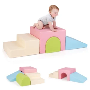 Infant Baby Climb and Crawl Foam Block Play Set-Pink