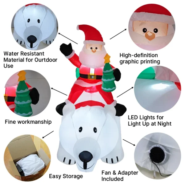 Christmas Inflatables 8FT 245cm Glowing Santa Claus with LED Outdoor Home Cafe Decoration Party Garden Xmas Decor - Image 4