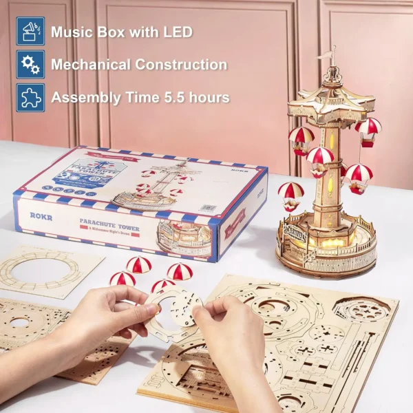 Magic Amusement Park Wooden Toys DIY Music Box Moveable 3D Wooden Puzzle for Kids Gifts for Christmas EA - Image 4
