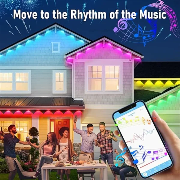 60M Smart RGB Eave Lights App & Remote IP67 Permanent Outdoor LED String Lights Home New Year Christmas Birthday DIY Lighting - Image 2