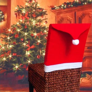 Santa Hat Chair Cover Xmas Table Decoration Dining Chair Back Cover Christmas Festive Art Kitchen Table Decorative Case Party