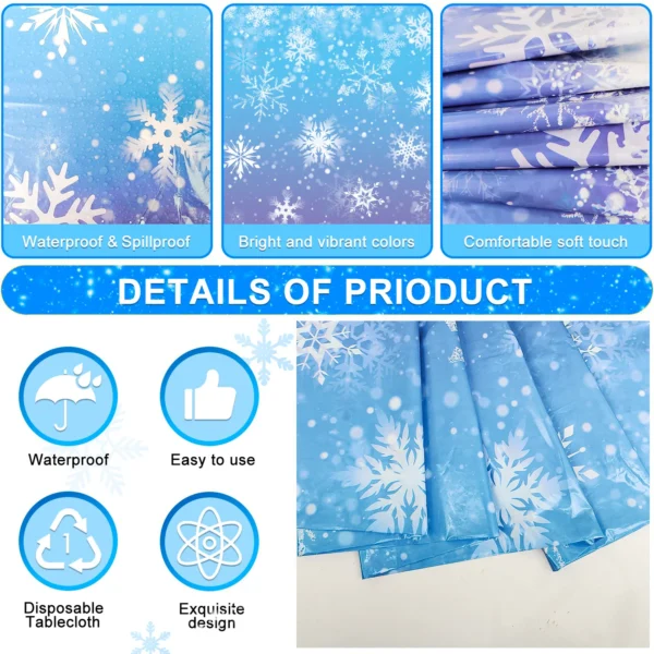 Winter Snowflake Party Tablecloths,3pcs Snowflake Party Decorations Tablecloths set-for Winter Snowflake Birthday Party Supplies - Image 4