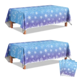 Winter Snowflake Party Tablecloths,3pcs Snowflake Party Decorations Tablecloths set-for Winter Snowflake Birthday Party Supplies