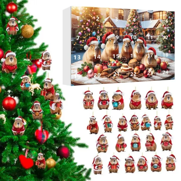 Capybara Advent Calendar Xmas Countdown Calendar Cute Capybara Christmas Ornaments Christmas Tree Ornaments Christmas Gifts - Image 2