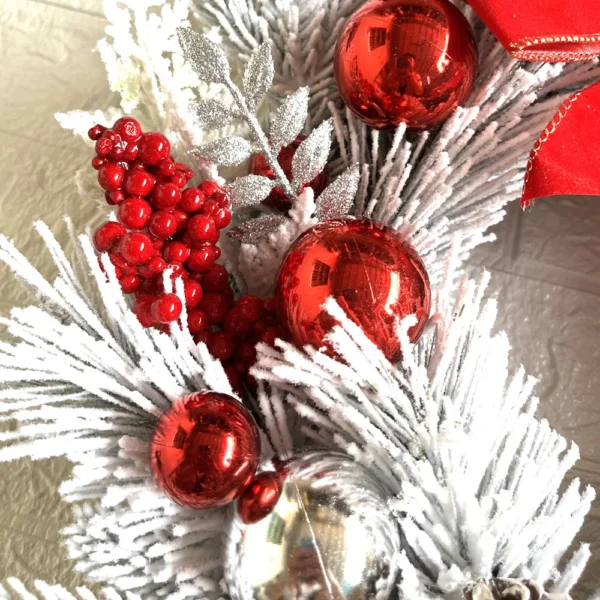 Flocked PVC Christmas Decoration Flower Wreath Vine Hanging Garland Artificial Crafts Tree Door Home Art Navidad Holiday Decor - Image 4