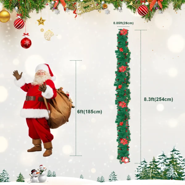 8 Pieces Christmas Decoration Christmas Garland LED Lights Battery Operated,Red Berries Christmas Decorations - Image 5
