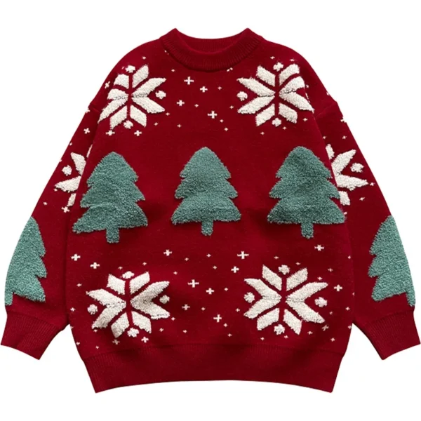 Christmas Tree Couple Street Sweater Woman Snowflake Sweatshirt Autumn Winter Unisex Man Casual Jersey Varsity Pullover Shirts - Image 5