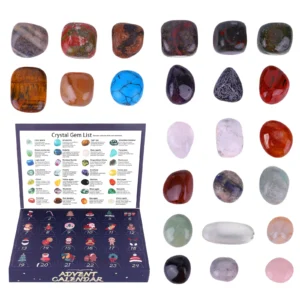 Crystals Christmas Calendar Wear Resist 24 Grid Ore Crystal Gemstone Box Natural Healing Stone Calendar Christmas Countdown Gift