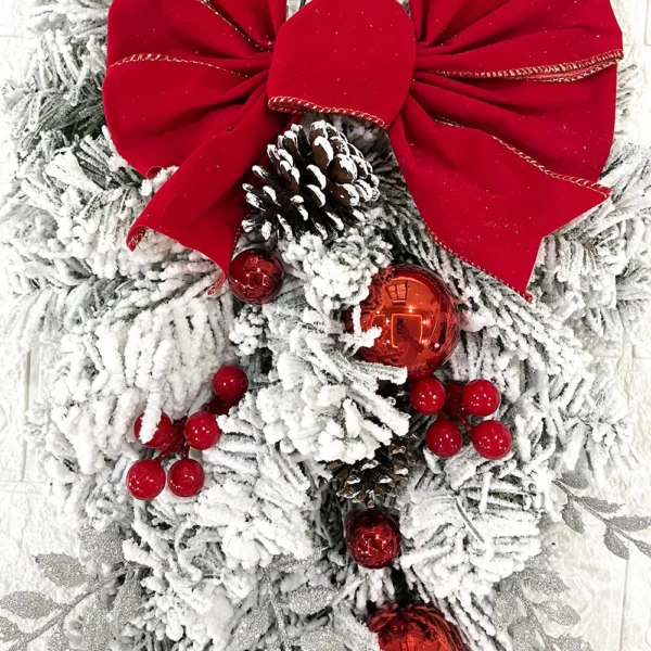 Flocked PVC Christmas Decoration Flower Wreath Vine Hanging Garland Artificial Crafts Tree Door Home Art Navidad Holiday Decor - Image 5