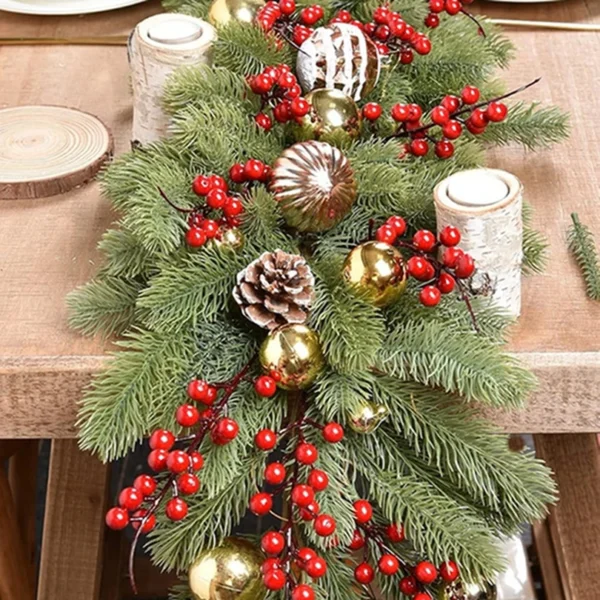 1Pc Artificial Green Plants Christmas Tree Garland Home Room Festival Decor Outdoor Yard Pine Tree Rattan Wall Hanging Accessory - Image 6