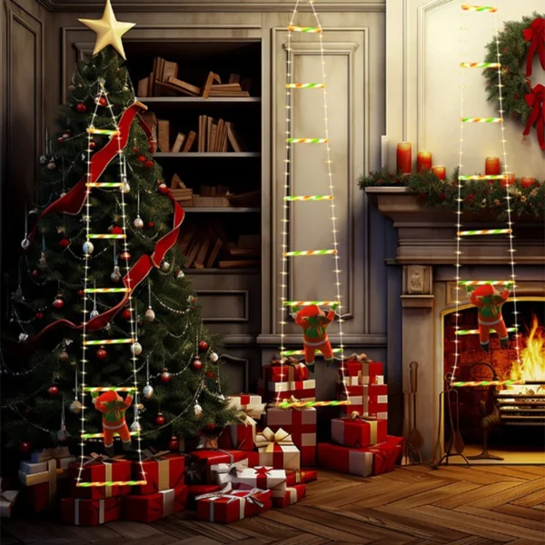 LED Christmas Decorations Fairy lamp LED Ladder Lamp with Climbing Santa Claus Home Outdoor Christmas Light New Year Ornaments s - Image 4