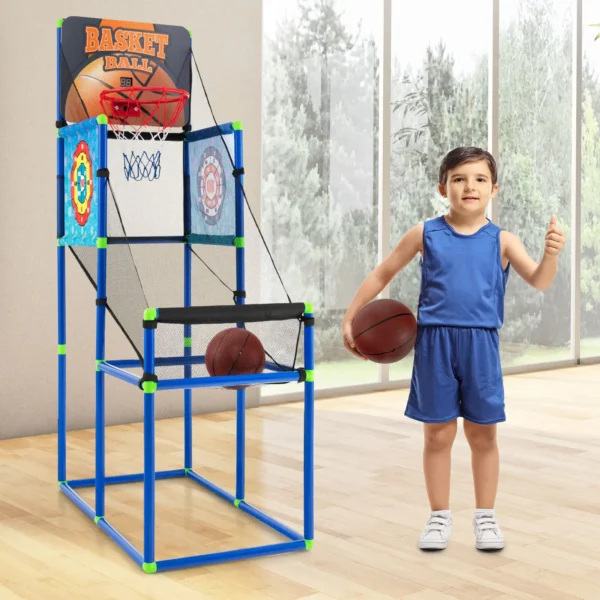 Kids Basketball Arcade Game 2-in-1 Indoor Outdoor Basketball & Sticky Balls Game - Image 3