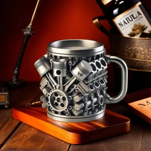Unique Car Engine Coffee Mug 3d Engines Design Tea Cup Stainless Steel Cocktail Mug 450ml Capacity Tea Cup Car Enthusiast Gifts