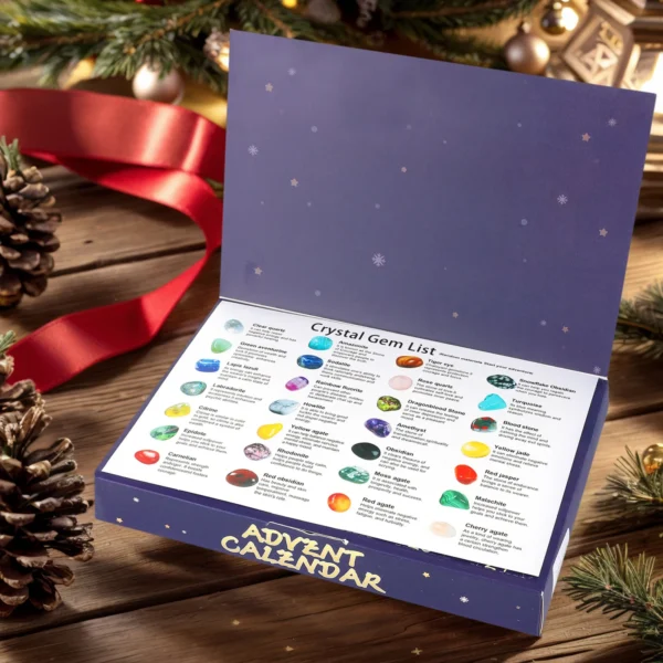 Crystals Christmas Calendar Wear Resist 24 Grid Ore Crystal Gemstone Box Natural Healing Stone Calendar Christmas Countdown Gift - Image 2