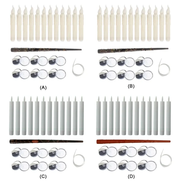 6.69in Flickering Flame Candlesticks Warm Light Christmas Decoration Electric Fake Candles 12PCS for Christmas Halloween Party - Image 4