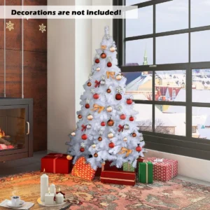 5FT Artificial Christmas Tree Realistic White Xmas Tree With Metal Stand