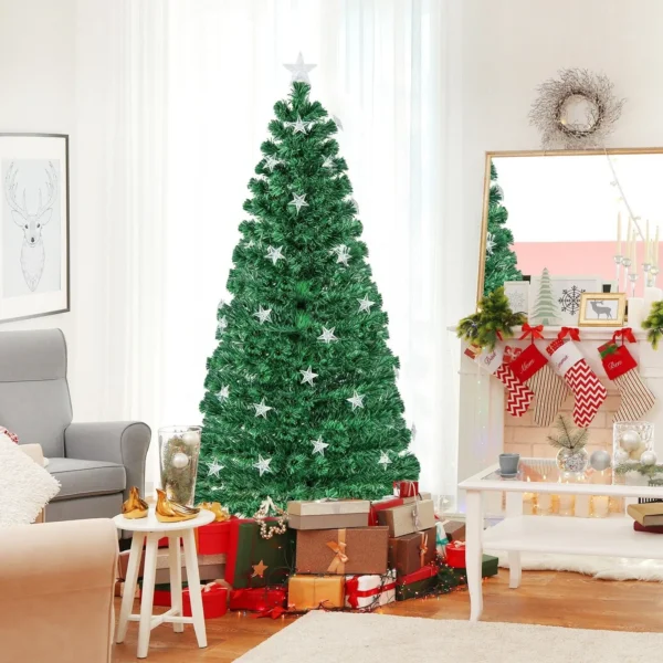 6FT Pre-Lit Artificial Christmas Tree Fiber Optics Xmas Tree 8 Lighting Modes - Image 4