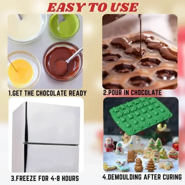 Christmas Silicone Chocolate Mold Gingerbread Man Xmas Tree Snowman Gloves Gummy Candly Mould Kitchen Party DIY Baking Tool - Image 5