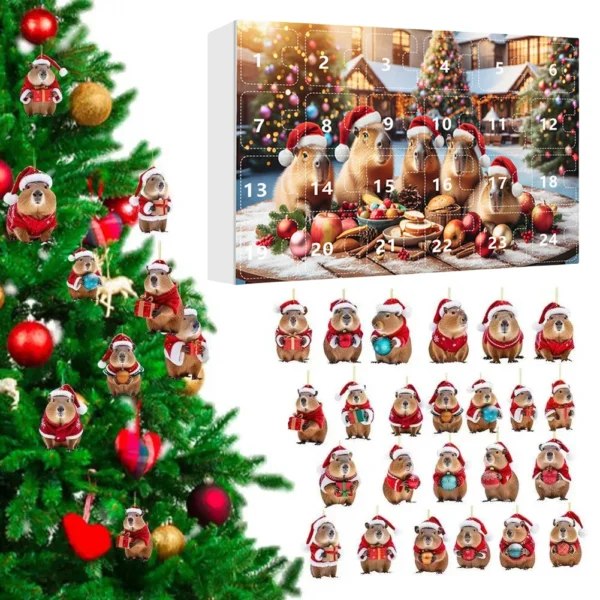 Capybara Advent Calendar 24 Days Christmas Countdown Calendar Cute Capybara Christmas Ornaments Christmas Advent Calendar - Image 4