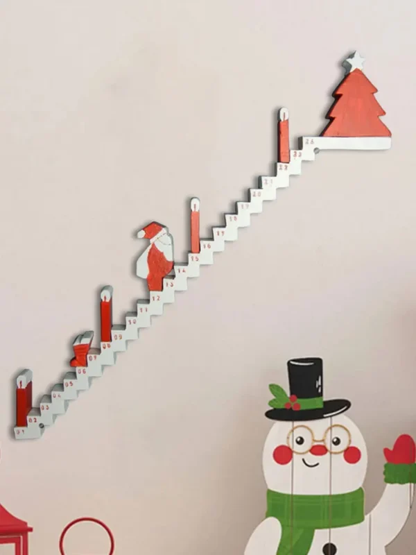 Christmas Advent Calendar Wooden Sign Santa Climbing Stairs Christmas Countdown Calendar 24 Days Xmas Countdown Calendar - Image 4