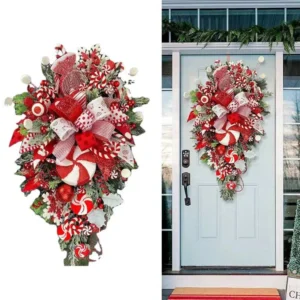 Christmas Wreath Candy Upside Down Tree Garland Upside Down Artificial Christmas Tree Christmas Swag for Front Door