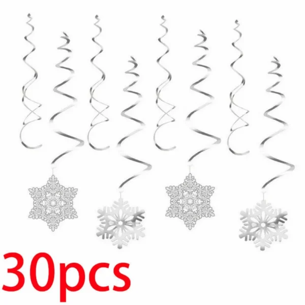 30pcs Snowflake Swirls Christmas Party Foil Hanging Ceiling Decorations Gift - Image 2