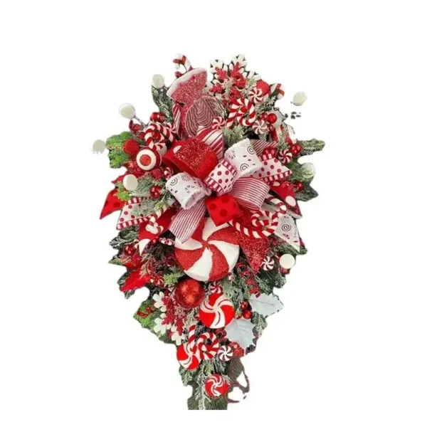 Christmas Wreath Candy Upside Down Tree Garland Upside Down Artificial Christmas Tree Christmas Swag for Front Door - Image 5