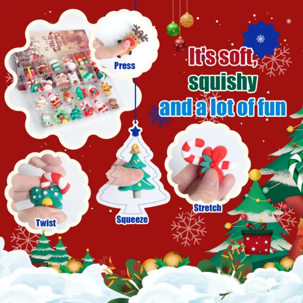 Advent Calendar 24 Grid 3D Santa Claus Doll Pendant Blind Box Family Party Children's New Year Christmas Gifts - Image 3