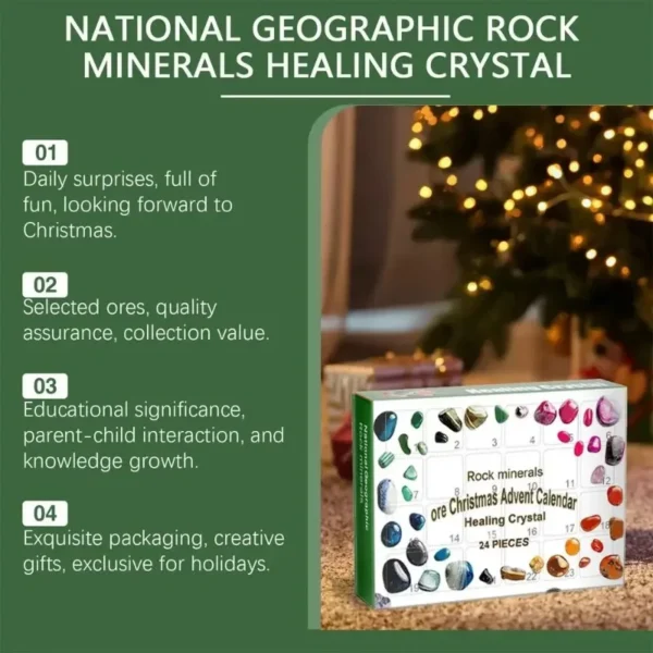 Crystal Advent Calendar 24-Grid Natural Stones and Minerals Rock Collection Christmas Countdown Gift Box for Kids and Adults - Image 5