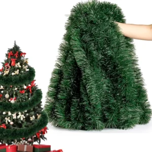 49.2Ft Christmas Green and White Tinsel Garland Xmas Tree Decorations Christmas Metallic Twist Garland Ceiling Hanging
