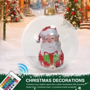 Christmas Luminous Inflatable Decorative Ball with LED Light Giant Inflatable Ball Ornaments Large PVC Decorated Ball Ornaments