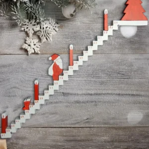 Christmas Advent Calendar Wooden Sign Santa Climbing Stairs Christmas Countdown Calendar 24 Days Xmas Countdown Calendar