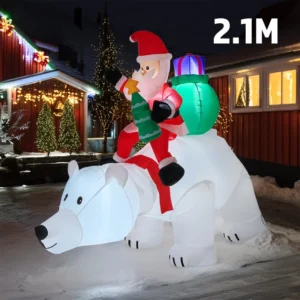 Christmas Inflatables 8FT 245cm Glowing Santa Claus with LED Outdoor Home Cafe Decoration Party Garden Xmas Decor