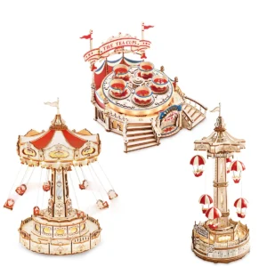 Magic Amusement Park Wooden Toys DIY Music Box Moveable 3D Wooden Puzzle for Kids Gifts for Christmas EA