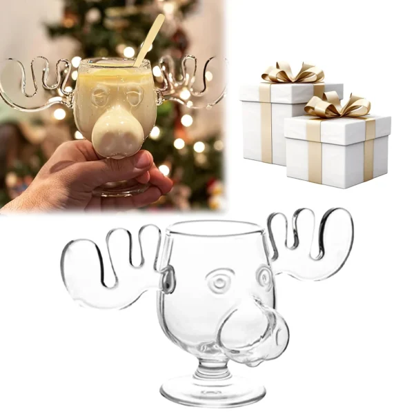 Christmas Elk Glass Cup Cute Reindeer Mug Wine Beer Water Juice Milk Glasses Creative Christmas Vacation Moose Mug Xmas Gift - Image 2