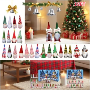 Christmas Gnome Advent Calendar 24 Days Xmas Countdown Calendar with Gnome Pendants and Ornaments for boys girls