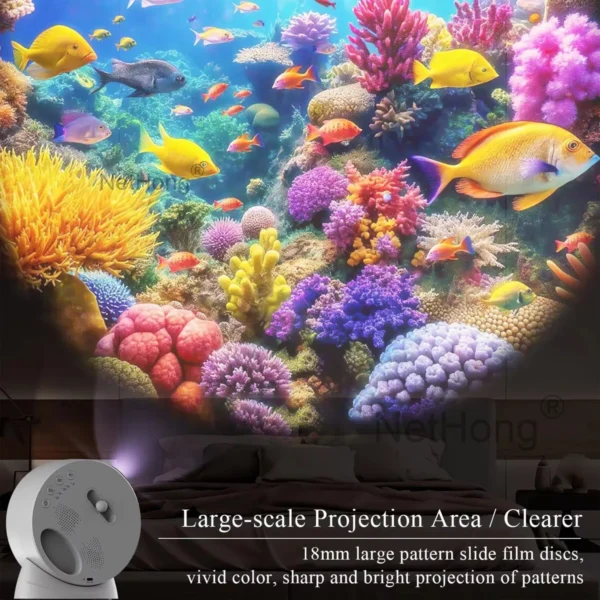 12 in 1 Planetarium Projector Bluetooth Night Light Rechargeable LED Clock - Image 3