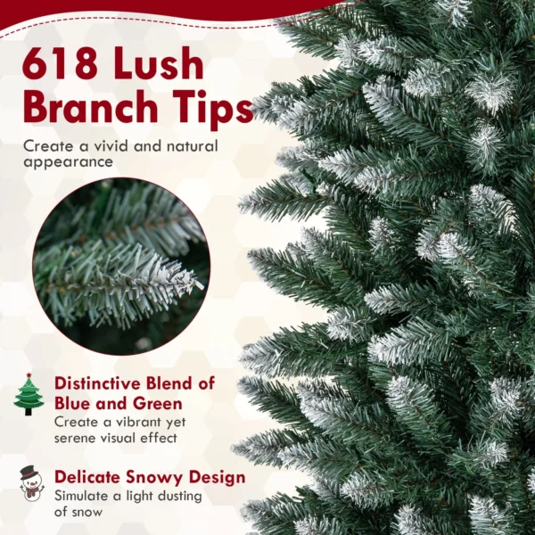 6 FT Artificial Xmas Tree Hinged Christmas Tree with 618 Branch Tips - Image 5