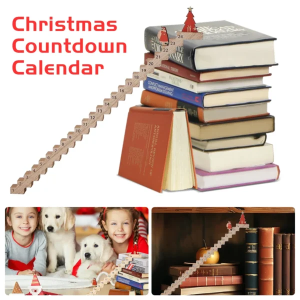 Funny Santa Wooden Advent Stairs Climbing Christmas Countdown Calendar - Image 4