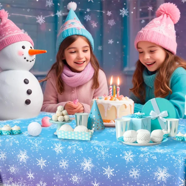 Winter Snowflake Party Tablecloths,3pcs Snowflake Party Decorations Tablecloths set-for Winter Snowflake Birthday Party Supplies - Image 3