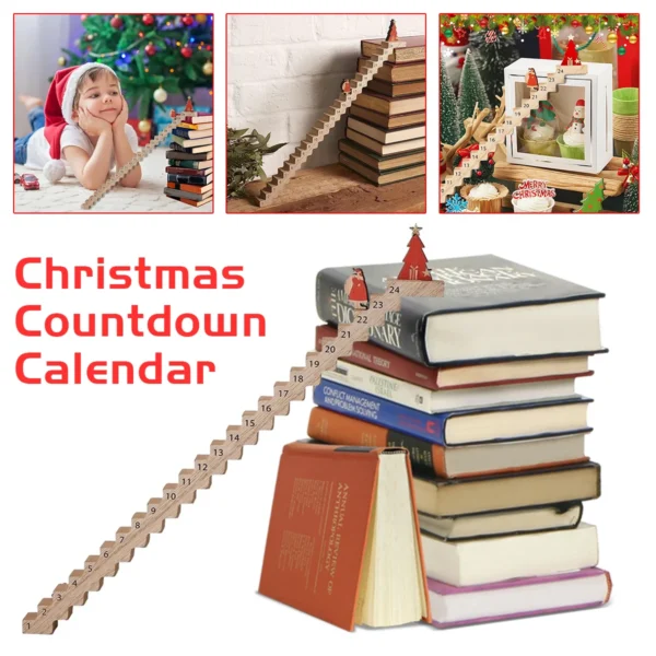 Funny Santa Wooden Advent Stairs Climbing Christmas Countdown Calendar - Image 5